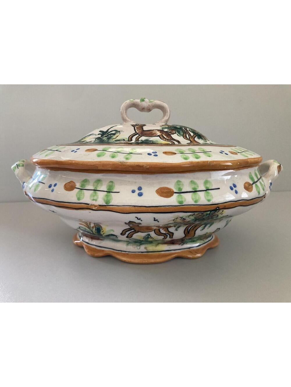 Vintage Made in Spain for Ethan Allen Lidded Bowl Tureen, Deer (12" Length)